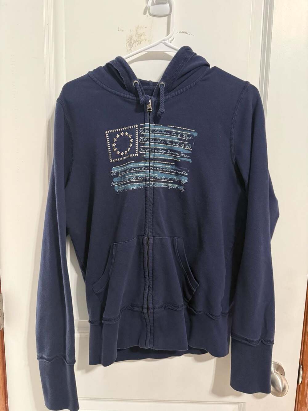 Polo Jeans Company Full Zip Hoodie Jacket Size L Navy Blue